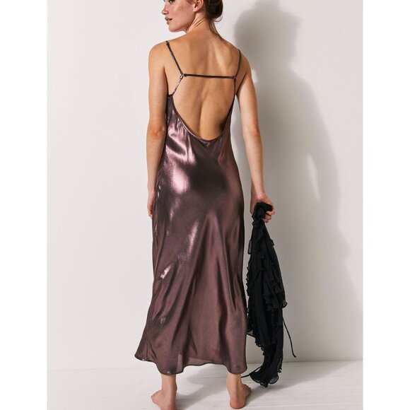 FREE PEOPLE Drop Everything Bias Slip / Rose Gold - Picture 3 of 7